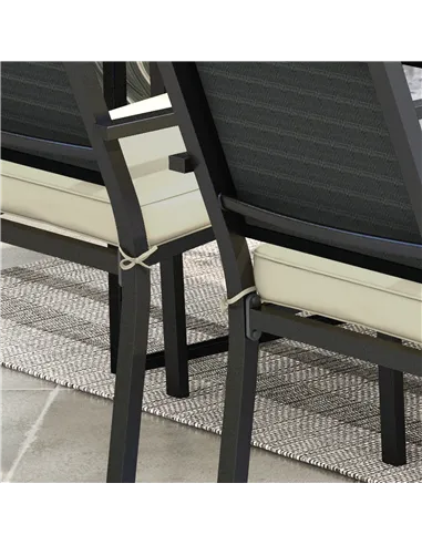 Outsunny 4-Piece Seat Cushions Pillow Replacement, Patio Chair Cushions Set with Ties for Indoor Outdoor, Beige