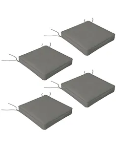 Outsunny 4-Piece Seat Cushions Pillow Replacement, Patio Chair Cushions Set with Ties for Indoor Outdoor, Charcoal Grey