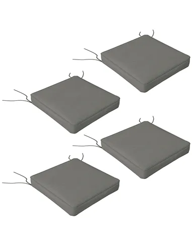 Outsunny 4-Piece Seat Cushions Pillow Replacement, Patio Chair Cushions Set with Ties for Indoor Outdoor, Charcoal Grey