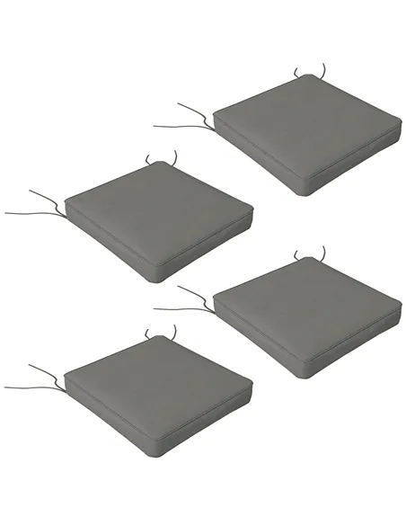 Outsunny 4-Piece Seat Cushions Pillow Replacement, Patio Chair Cushions Set with Ties for Indoor Outdoor, Charcoal Grey
