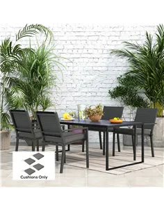 Outsunny 4-Piece Seat Cushions Pillow Replacement, Patio Chair Cushions Set with Ties for Indoor Outdoor, Charcoal Grey 2