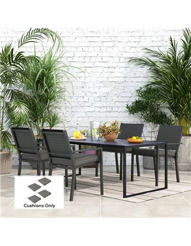 Outsunny 4-Piece Seat Cushions Pillow Replacement, Patio Chair Cushions Set with Ties for Indoor Outdoor, Charcoal Grey