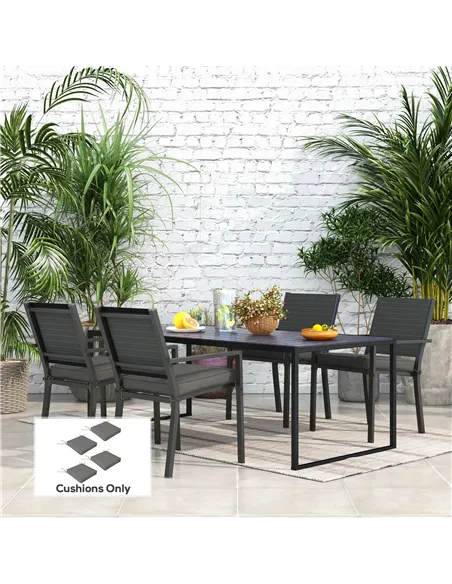 Outsunny 4-Piece Seat Cushions Pillow Replacement, Patio Chair Cushions Set with Ties for Indoor Outdoor, Charcoal Grey