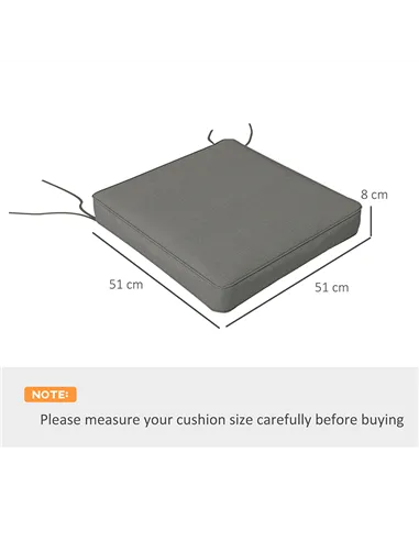 Outsunny 4-Piece Seat Cushions Pillow Replacement, Patio Chair Cushions Set with Ties for Indoor Outdoor, Charcoal Grey