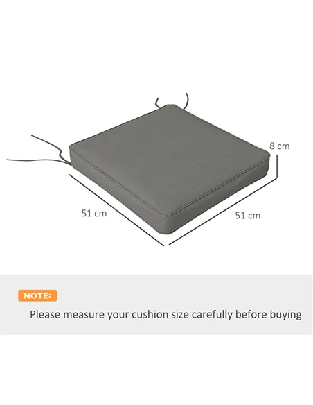 Outsunny 4-Piece Seat Cushions Pillow Replacement, Patio Chair Cushions Set with Ties for Indoor Outdoor, Charcoal Grey