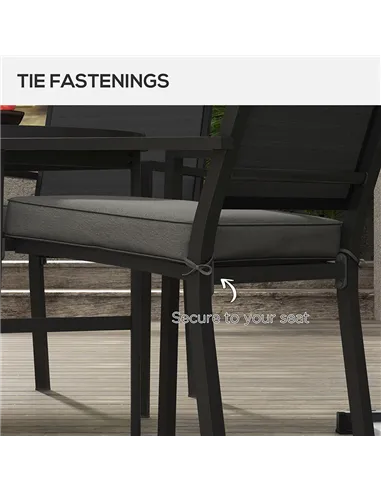 Outsunny 4-Piece Seat Cushions Pillow Replacement, Patio Chair Cushions Set with Ties for Indoor Outdoor, Charcoal Grey