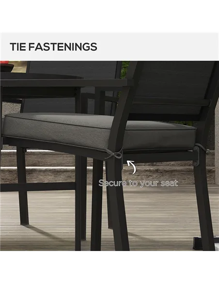 Outsunny 4-Piece Seat Cushions Pillow Replacement, Patio Chair Cushions Set with Ties for Indoor Outdoor, Charcoal Grey