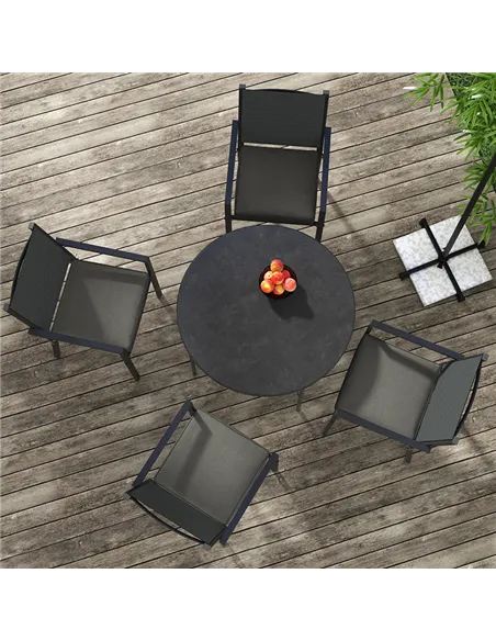 Outsunny 4-Piece Seat Cushions Pillow Replacement, Patio Chair Cushions Set with Ties for Indoor Outdoor, Charcoal Grey