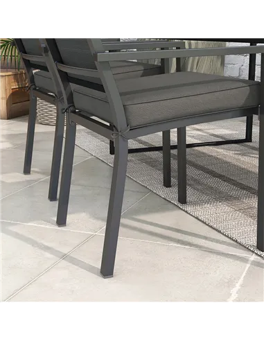 Outsunny 4-Piece Seat Cushions Pillow Replacement, Patio Chair Cushions Set with Ties for Indoor Outdoor, Charcoal Grey