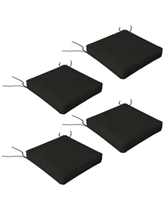 Outsunny 4-Piece Seat Cushions Pillow Replacement, Patio Chair Cushions Set with Ties for Indoor Outdoor, Black