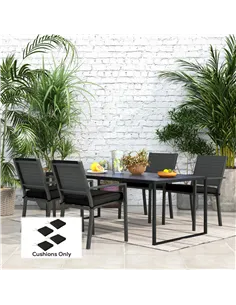 Outsunny 4-Piece Seat Cushions Pillow Replacement, Patio Chair Cushions Set with Ties for Indoor Outdoor, Black 2