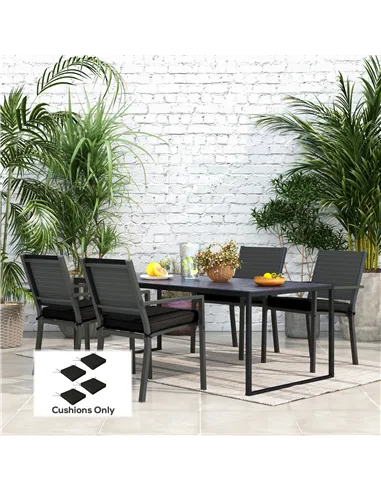 Outsunny 4-Piece Seat Cushions Pillow Replacement, Patio Chair Cushions Set with Ties for Indoor Outdoor, Black