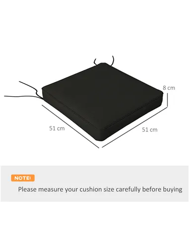 Outsunny 4-Piece Seat Cushions Pillow Replacement, Patio Chair Cushions Set with Ties for Indoor Outdoor, Black