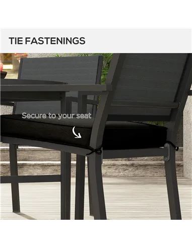 Outsunny 4-Piece Seat Cushions Pillow Replacement, Patio Chair Cushions Set with Ties for Indoor Outdoor, Black