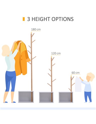 HOMCOM 180 cm Hallway Coat Rack Storage Bench Tree Hat Hanger Entryway Stand Garment Organiser Bedroom Living Room