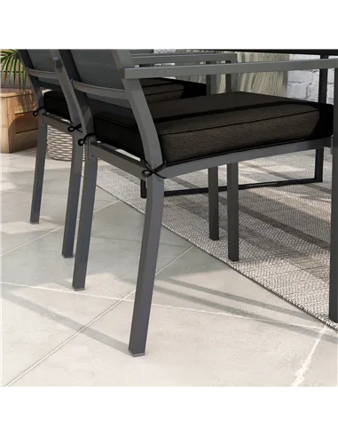 Outsunny 4-Piece Seat Cushions Pillow Replacement, Patio Chair Cushions Set with Ties for Indoor Outdoor, Black