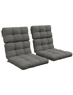 Outsunny 2-Piece Seat Cushion Replacement with Backrest, Garden Patio Chair Cushions Set with Ties, Charcoal Grey