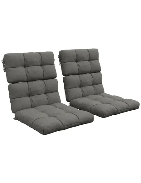 Outsunny 2-Piece Seat Cushion Replacement with Backrest, Garden Patio Chair Cushions Set with Ties, Charcoal Grey