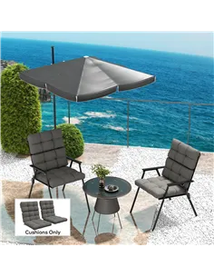 Outsunny 2-Piece Seat Cushion Replacement with Backrest, Garden Patio Chair Cushions Set with Ties, Charcoal Grey 2