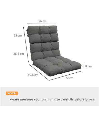 Outsunny 2-Piece Seat Cushion Replacement with Backrest, Garden Patio Chair Cushions Set with Ties, Charcoal Grey