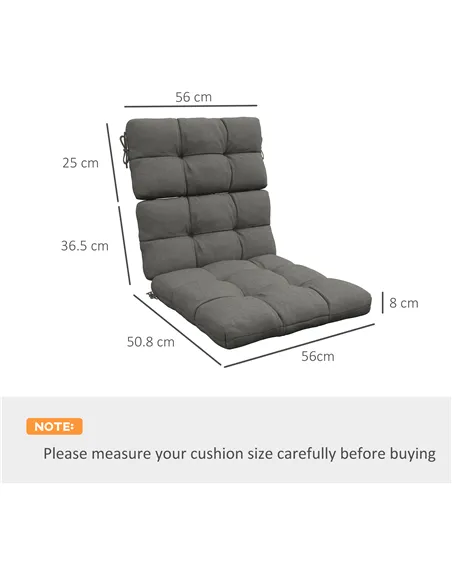 Outsunny 2-Piece Seat Cushion Replacement with Backrest, Garden Patio Chair Cushions Set with Ties, Charcoal Grey