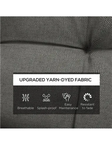 Outsunny 2-Piece Seat Cushion Replacement with Backrest, Garden Patio Chair Cushions Set with Ties, Charcoal Grey