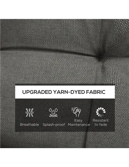 Outsunny 2-Piece Seat Cushion Replacement with Backrest, Garden Patio Chair Cushions Set with Ties, Charcoal Grey