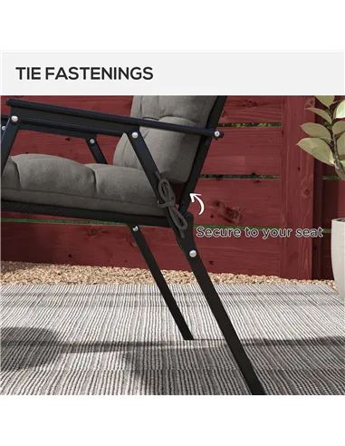 Outsunny 2-Piece Seat Cushion Replacement with Backrest, Garden Patio Chair Cushions Set with Ties, Charcoal Grey