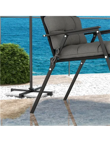 Outsunny 2-Piece Seat Cushion Replacement with Backrest, Garden Patio Chair Cushions Set with Ties, Charcoal Grey