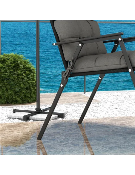 Outsunny 2-Piece Seat Cushion Replacement with Backrest, Garden Patio Chair Cushions Set with Ties, Charcoal Grey