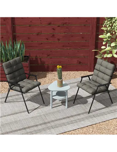 Outsunny 2-Piece Seat Cushion Replacement with Backrest, Garden Patio Chair Cushions Set with Ties, Charcoal Grey