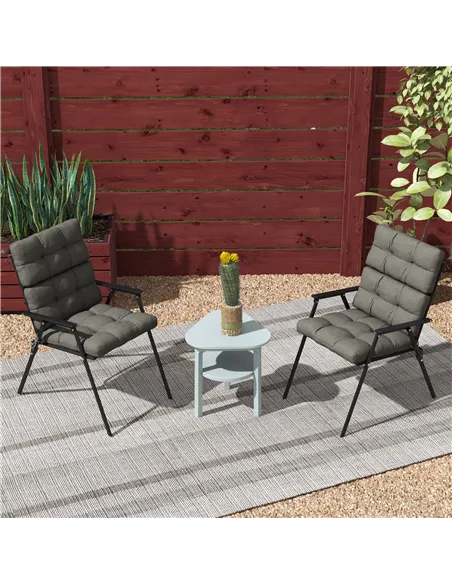 Outsunny 2-Piece Seat Cushion Replacement with Backrest, Garden Patio Chair Cushions Set with Ties, Charcoal Grey