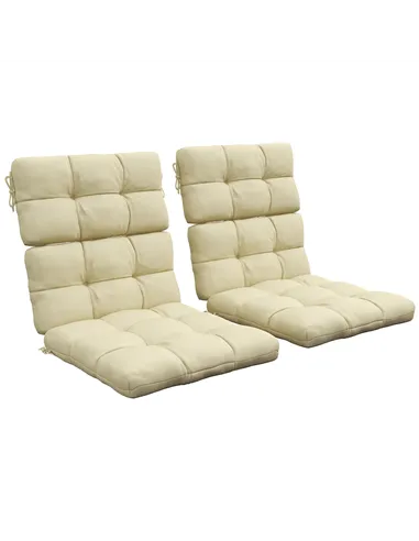 Outsunny 2-Piece Seat Cushion Replacement with Backrest, Garden Patio Chair Cushions Set with Ties, Beige