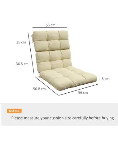 Outsunny 2-Piece Seat Cushion Replacement with Backrest, Garden Patio Chair Cushions Set with Ties, Beige