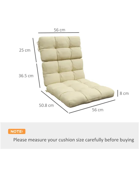 Outsunny 2-Piece Seat Cushion Replacement with Backrest, Garden Patio Chair Cushions Set with Ties, Beige