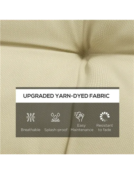 Outsunny 2-Piece Seat Cushion Replacement with Backrest, Garden Patio Chair Cushions Set with Ties, Beige