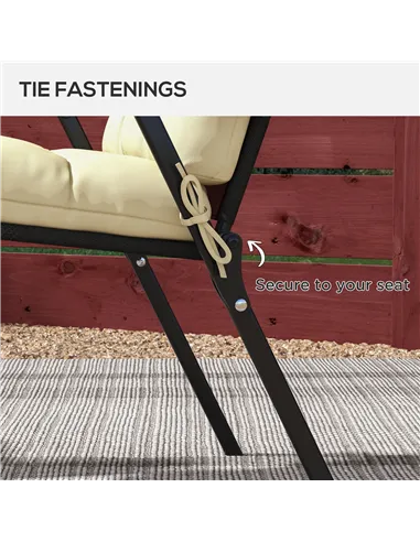 Outsunny 2-Piece Seat Cushion Replacement with Backrest, Garden Patio Chair Cushions Set with Ties, Beige