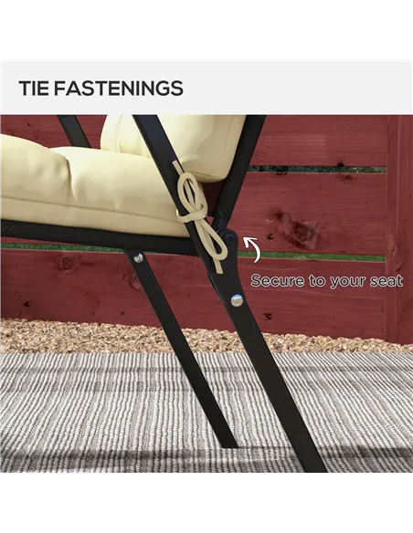 Outsunny 2-Piece Seat Cushion Replacement with Backrest, Garden Patio Chair Cushions Set with Ties, Beige