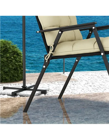 Outsunny 2-Piece Seat Cushion Replacement with Backrest, Garden Patio Chair Cushions Set with Ties, Beige