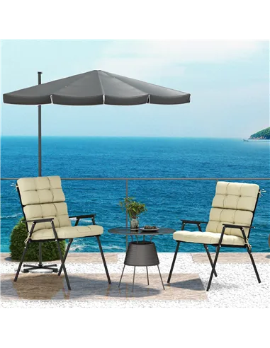 Outsunny 2-Piece Seat Cushion Replacement with Backrest, Garden Patio Chair Cushions Set with Ties, Beige