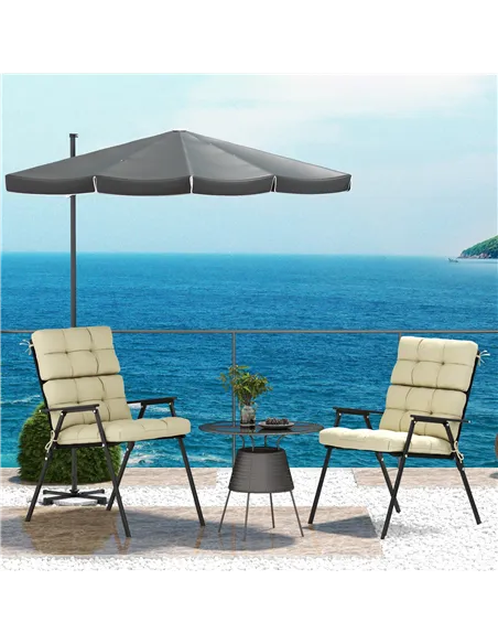 Outsunny 2-Piece Seat Cushion Replacement with Backrest, Garden Patio Chair Cushions Set with Ties, Beige