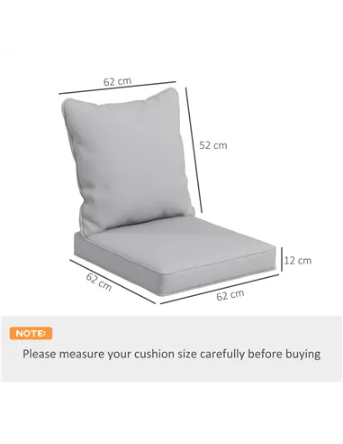 Outsunny Seat and Back Padded Cushion Set, CUSHION ONLY - Light Grey