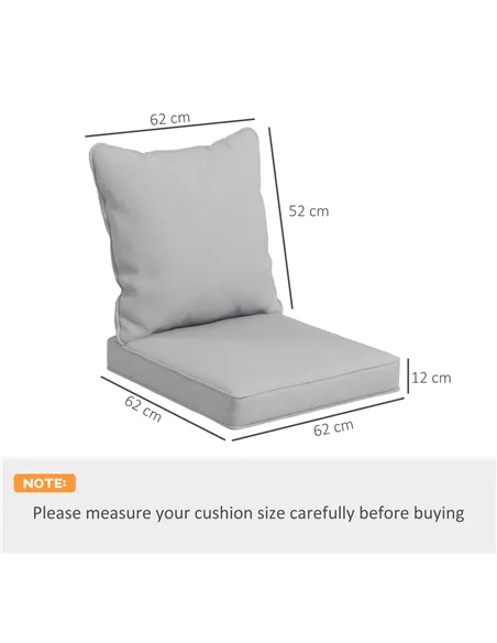 Outsunny Seat and Back Padded Cushion Set, CUSHION ONLY - Light Grey