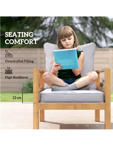 Outsunny Seat and Back Padded Cushion Set, CUSHION ONLY - Light Grey