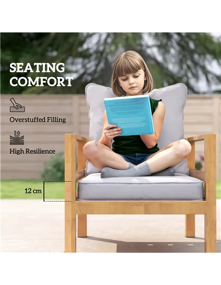 Outsunny Seat and Back Padded Cushion Set, CUSHION ONLY - Light Grey