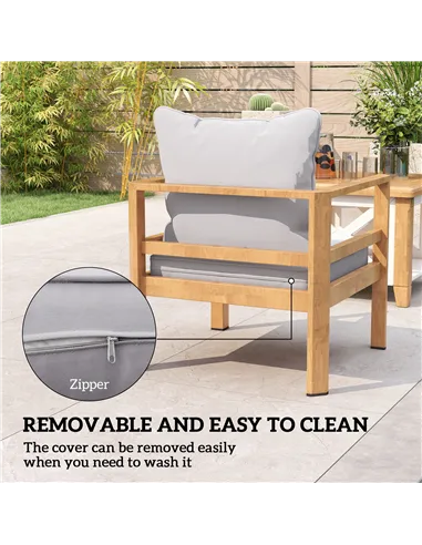 Outsunny Seat and Back Padded Cushion Set, CUSHION ONLY - Light Grey