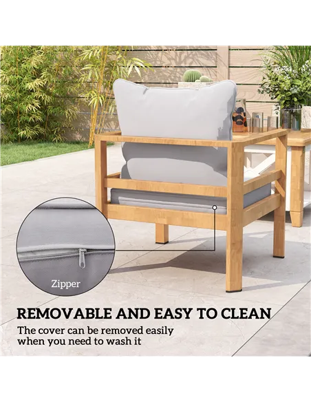 Outsunny Seat and Back Padded Cushion Set, CUSHION ONLY - Light Grey