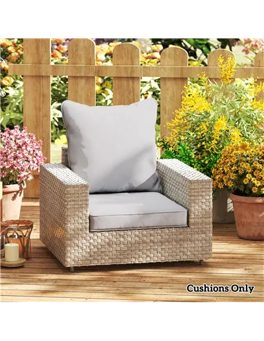 Outsunny Seat and Back Padded Cushion Set, CUSHION ONLY - Light Grey
