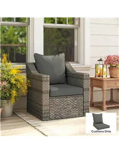 Outsunny Seat and Back Padded Cushion Set, CUSHION ONLY - Charcoal Grey 2