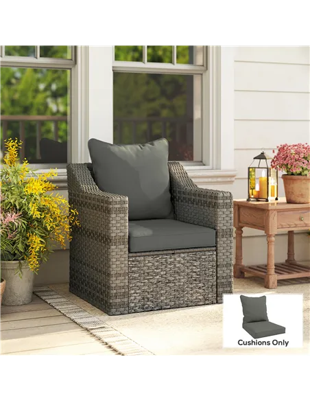 Outsunny Seat and Back Padded Cushion Set, CUSHION ONLY - Charcoal Grey